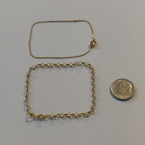 14k gold serpentine and cable chain bracelets